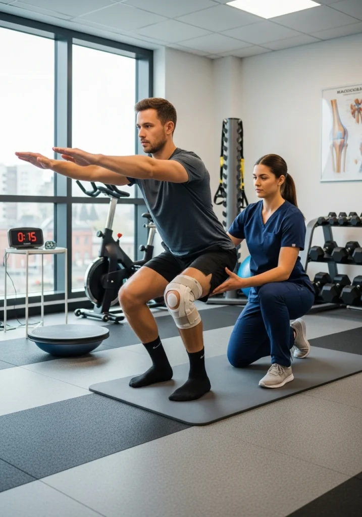 Чоловік займається відновленням після шва меніска