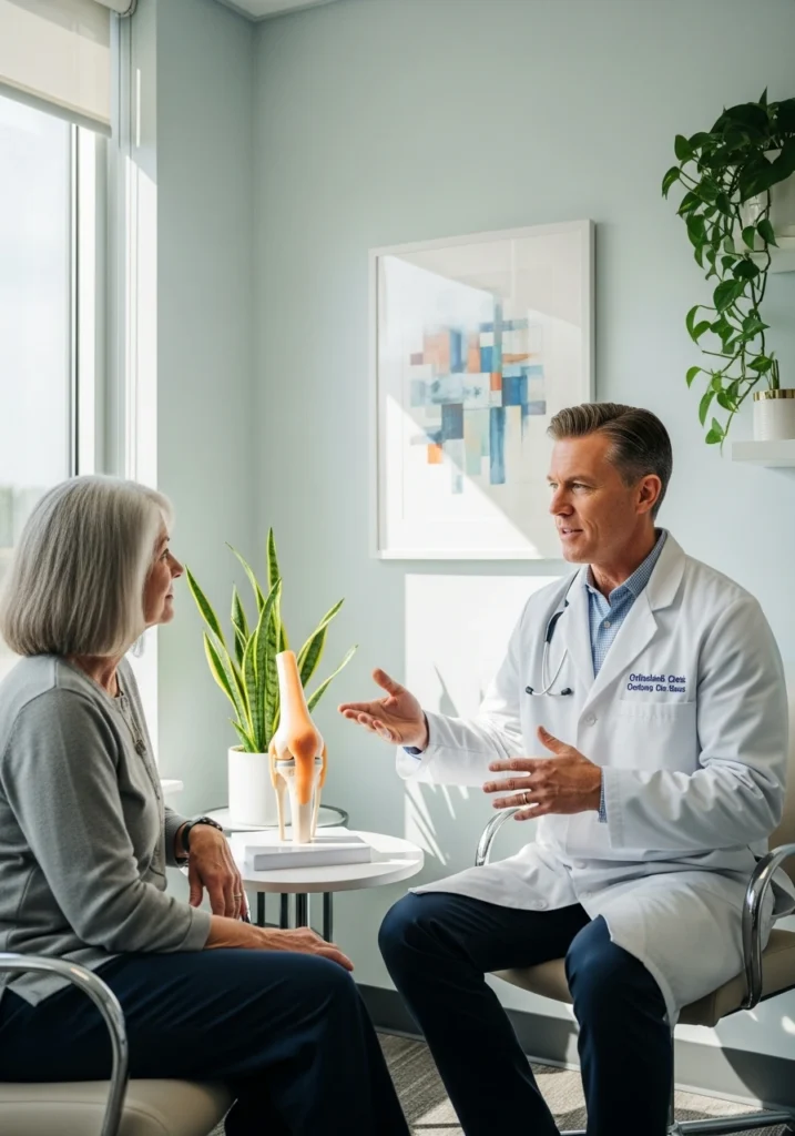 Врач консультирует пациентку по поводу мениска