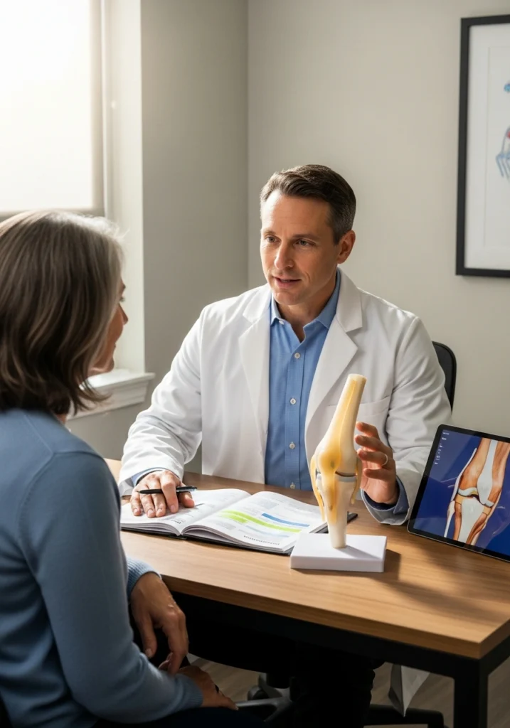 Врач консультирует пациента по поводу артроза